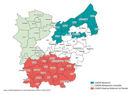 LEADER gebieden in Oost-Vlaanderen 2023-2027